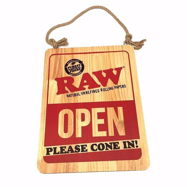 RAW WOODEN OPEN & CLOSED SIGN